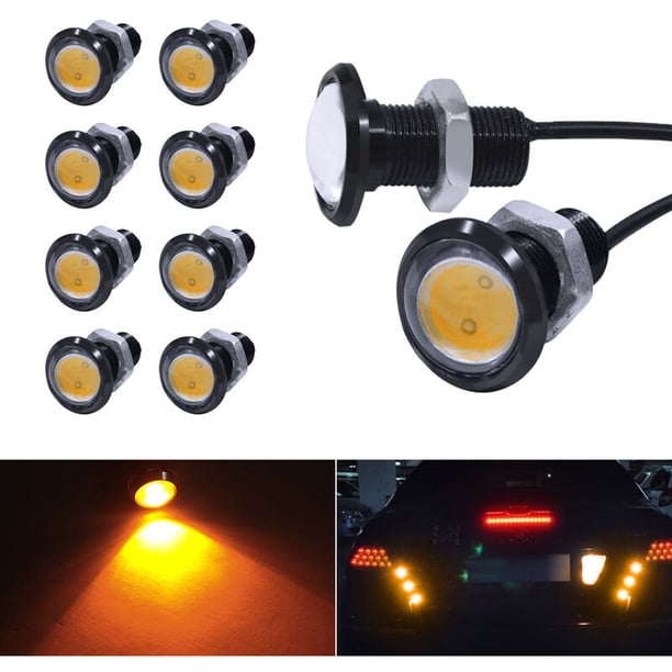 Bombilla LED Eagle Eye de 18 mm, luz DRL, ultra delgada, impermeable, carcasa de aluminio negro, coche, motocicleta, luz intermitente, luz antiniebla, trasera, luz de marcha atras, paquete de 10, amba esquí esquí Gafas de esquí