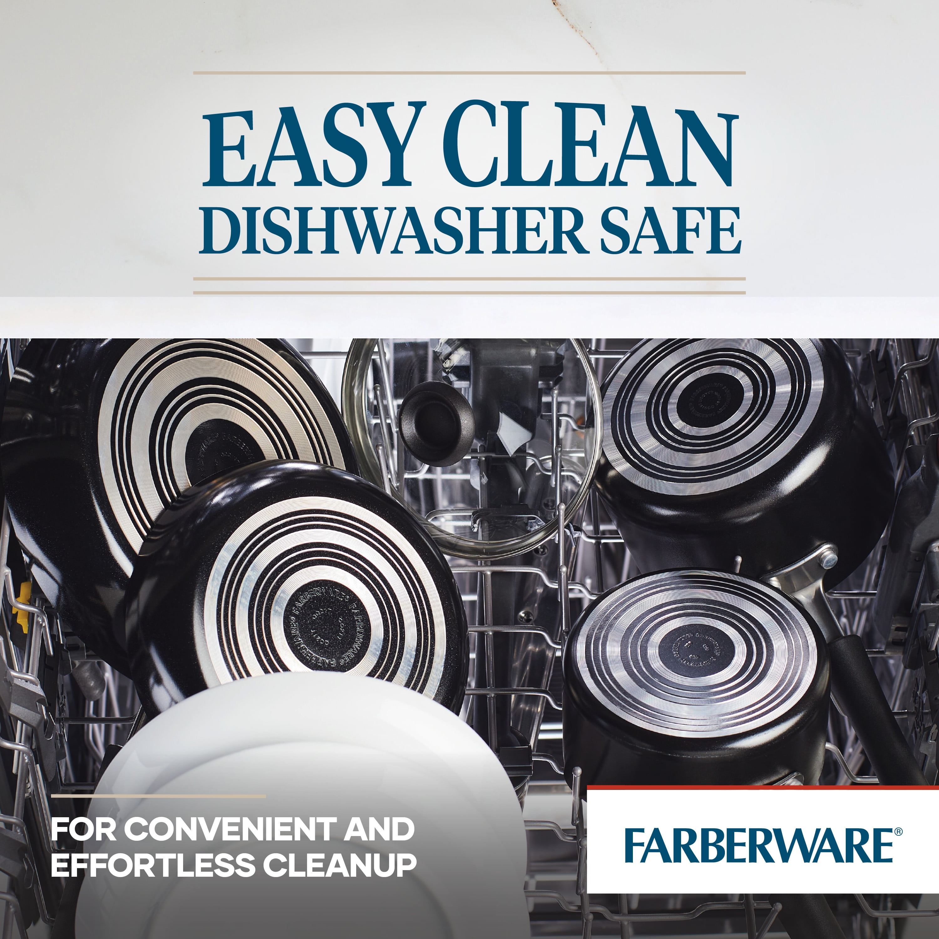 Farberware Easy Clean 24 Piece Aluminum Nonstick Cookware Pots and Pans Set, Black