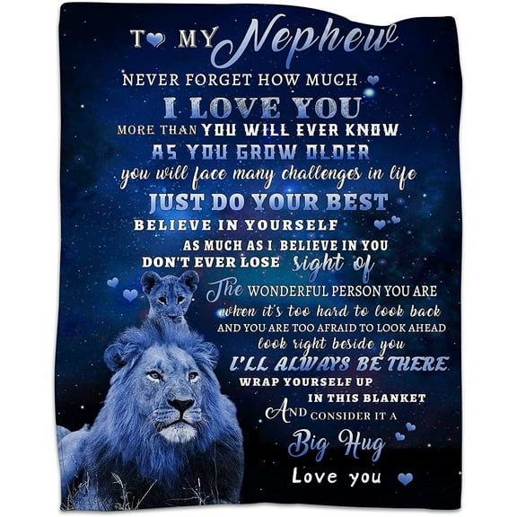 LHSHID to My Nephew Blanket from Aunt Uncle Lion Blanket for Nephew Nephew Gifts from Uncle Nephew Birthday Christmas Idea Gifts Uncle to Nephew Super Soft Flannel Throw Blanket 30x40in