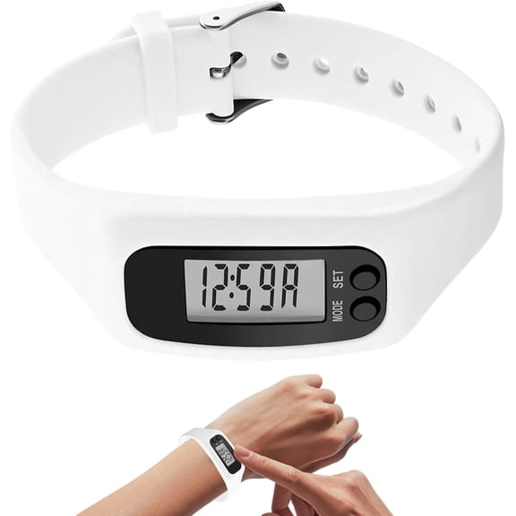 Pedometer Watch with Calorie Counter, Step Tracker Watch for Walking & Running, LCD Display No Phone Required, Lightweight Fitness Watch for Women Men Seniors (Step Counter, white)T