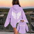 thumbnail image 2 of Cute Hoodie Sweatshirt for Girls Long Sleeve Pullover with Kangaroo Pocket Angel Wing Design Sweatshirt Casual Graphic Hoodies Pullover Tops for Spring and Fall(Purple,12-13 Years), 2 of 6