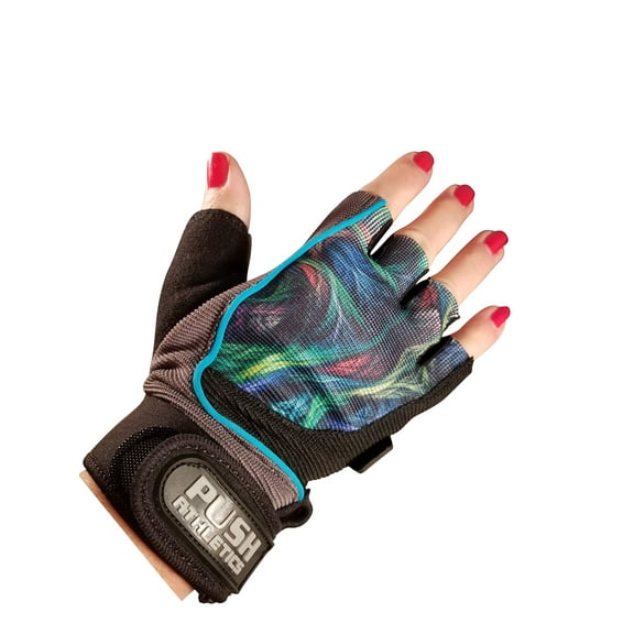 PUSH Athletic Women's Workout Gloves (Peacock, Large)