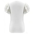 thumbnail image 5 of Nmnitkp Puff Sleeve Short Sleeve Tops for Women Lace Ruffle Sleeve Crew Neck T-Shirt, Solid Color Casual Summer Tops for Daily Wear White,L, 5 of 5