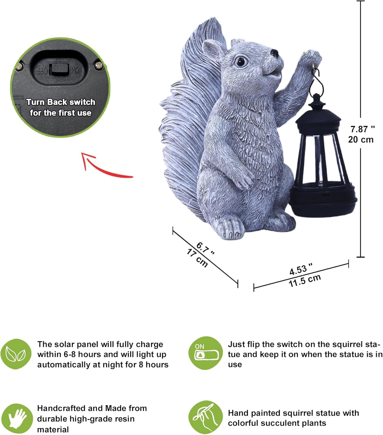 Solar Squirrel Statues for Garden Decor: Outdoor Sculptures for Clearance Outside Lawn Ornaments Porch Patio Balcony Yard – Gifts for Mom Grandma