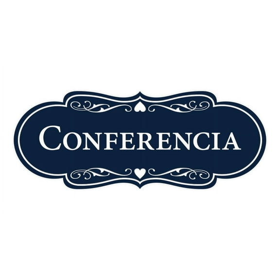 Designer Spanish Conferencia Sign (Navy Blue / White) - Large