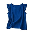 thumbnail image 3 of Otntypg Women’s Ruffled Trim Sleeve Tank Tops Lightweight Casual Crewneck Summer Shirts Loose Fit Basic Solid Color Blouse Soft Cotton Sleeveless Tops, 3 of 7