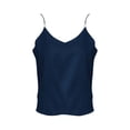 thumbnail image 5 of YUHAOTIN Black Crop Tops for Women Women's Solid Color Sexy V Neck Satin Pearl Strap Camisole Cropped Tank Tops for Women Workout Summer Tank Tops for Women 2024 Cropped, 5 of 5