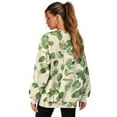 thumbnail image 2 of Xoenoiee Green Eucalyptus Leaves Print Crewneck Fall Sweatshirts for Women Trendy Long Sleeve Pullover Tops Split Y2K Clothes with Side Pockets Plus Size, Size 2XL, 2 of 7
