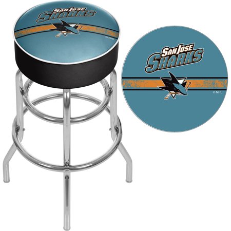 San Jose Sharks NHL Padded Swivel Bar Stool - Teal, Black, Orange