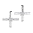 thumbnail image 1 of Accesorios de espiga de manguera de acero inoxidable 304 de Unique Bargains, conector de tubería cruzado de 4 vías de 19/32" para aire, agua, aceite, gas, combustible, 2 piezas tono plateado, 1 of 1