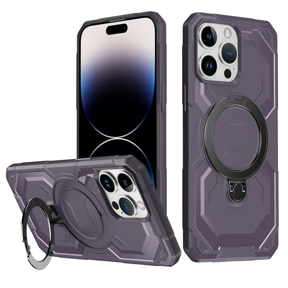 Designed For iPhone 15 Pro Max Phone Case,With 360° Spin Magnetic Stand Ring Kickstand,Fit for Mag-Safe,Military Grade Shockproof Heavy Duty Dropproof Tough Rugged Phone Case,Purple