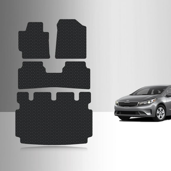 ToughPRO Full Set   Trunk Mats Compatible with KIA Forte 2017 - All Weather Heavy Duty (Made in USA) Black Rubber