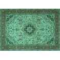 thumbnail image 1 of Ahgly Company Indoor Rectangle Medallion Turquoise Blue Traditional Area Rugs, 7' x 10', 1 of 4
