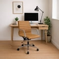 thumbnail image 3 of 2xhome Set of 2 Mid Century Office Swivel Task Chair With Arms Wheels Modern Black Desk Chair Ergonomic Mid back PU Leather Arm Rest Adjustable Height, 3 of 13