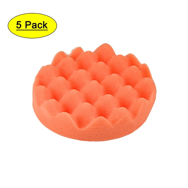Unique Bargains 5' Car Foam Drill Polishing Pad, Buffing Sponge Buffer Pads Wave Disc, Hook and Loop Backing 5pcs