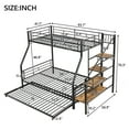 thumbnail image 3 of Elitezip Twin Over Full Bunk Bed with Twin Size Trundle and Storage Staircase, Heavy Duty Metal Bunk Bed Frame with Safety Guardrail, Space-saving Bunk Bed for Teens, Adults, Noise Free, Black, 3 of 7