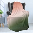 thumbnail image 4 of Ombre Soft Flannel Fleece Throw Blanket, Color Changes Soft and Dark Contrast Concept Illustration Print, Cozy Plush for Indoor and Outdoor Use, 70" x 90", Salmon Peacock Green, by Ambesonne, 4 of 5