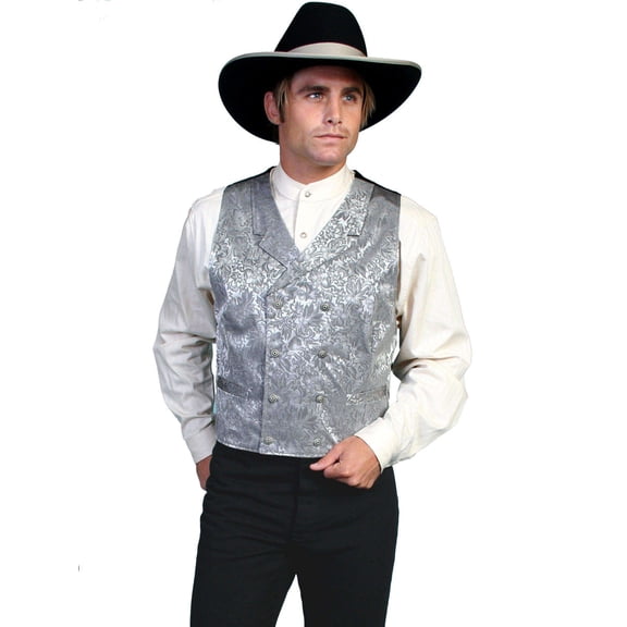 Western Vest Mens Silk Jacquard Formal Dress Button 535344