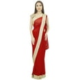 thumbnail image 6 of Atasi Indian Georgette Maroon Saree Casual Clothing With Unstitched Blouse Piece, 6 of 6