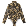 thumbnail image 3 of joogoo Gold Tropical Leaves Women's Mock Turtle Neck Long Sleeve Bodysuit S, 3 of 8