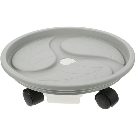 OUNONA Grey Plastic Plant Tray with Wheels and Water Container for Storage 16x10 Inches