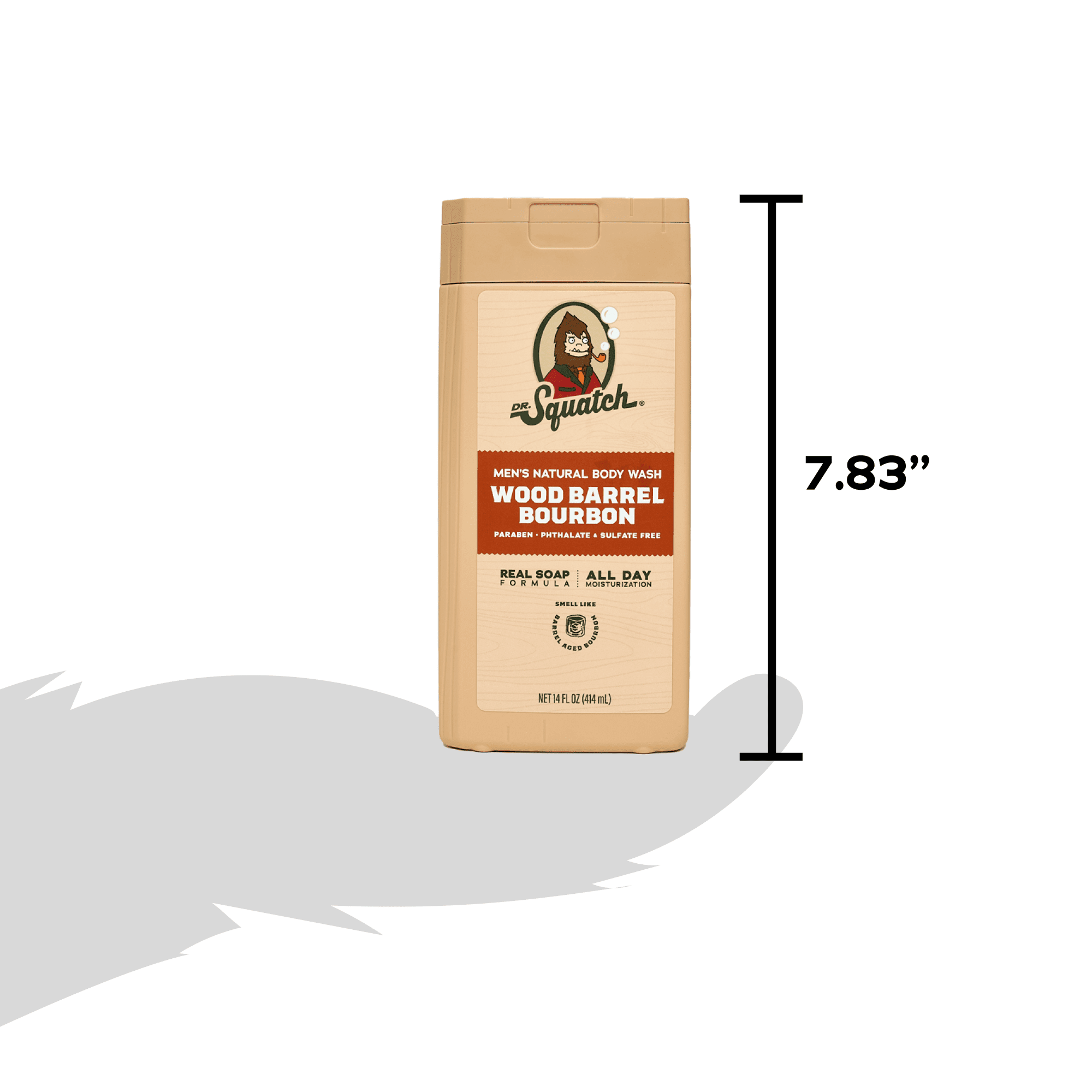 Dr. Squatch Mens Natural Body Wash, Sulfate Free Moisturizing Body Wash for men, Wood Barrel Bourbon, 14 fl Oz