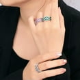thumbnail image 4 of Geometric Cubic Zirconia CZ Adjustable Love Engagement Open Cuff Ring Jewellery, 4 of 9