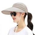 thumbnail image 3 of Women's Wide Brim Face Mask Removable Neck Sun Hat Face Flap Ponytail UV Protection Hat Garden Fishing Hiking/Beige, 3 of 8