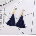 thumbnail image 5 of Trendy clip on 3 3/4" long gold top string earrings in a variety of colors, 5 of 16