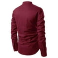 thumbnail image 5 of IROINNID Reduced Long Sleeve Shirts for Men Loose Solid Color Stand-up Collar Cotton And Linen Shirt,Red, 5 of 9