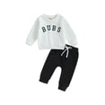 thumbnail image 1 of xiaxaixu 2Pcs Baby Boy Fall Outfits Long Sleeve Letter Print Sweatshirt + Pants Set Toddler Clothes, 1 of 8