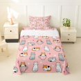 thumbnail image 2 of Manfei Cute Pet Twin Sheets, Cartoon Cup Kitten Bedding, Pink, 3pcs, 1 Flat Sheet, 1 Fitted Sheet and 1 Pillowcase, 2 of 6