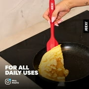 JEEXI Spatula Silicone Cooking Utensil Set - 6 Pack, Food Grade Silicone, 450°F Heat Resistant Rubber Kitchen Gadgets, Seamless One-Piece Design, Non-Stick, Baking, Stirring (Red)