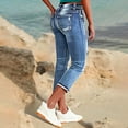 thumbnail image 6 of Lodgix Capris Pants for Women Low Waisted Straight Leg Jeans Stretchy Vinatge Skinny Jeggings Blue S, 6 of 6