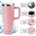 thumbnail image 4 of AQUAPHILE Insulated Tumbler with Leak-proof Lid and Straw, 30 oz Insulated Stainless Steel Coffee Mug with Handle, Travel Coffee Mug，Pink, 4 of 8