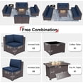 thumbnail image 2 of Kullavik Patio Furniture set Sectional Sofa 10 Pieces PE Rattan Wicker Patio Conversation Set w/43" Gas Fire Pit Table, Outdoor Furniture with 55000 BTU Propane Fire Pit,Navy Blue, 2 of 7