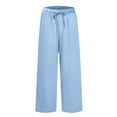thumbnail image 4 of Atogsazn Women's Wide Leg Linen Pant Casual Loose Lightweight Pants Drawstring Fashion Trouser with Pockets Light Blue S, 4 of 7