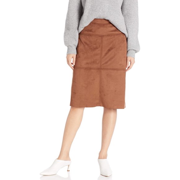 Chaps Women's Plus Size Faux Straight Fit Skirt, Mocha Suede, 16W