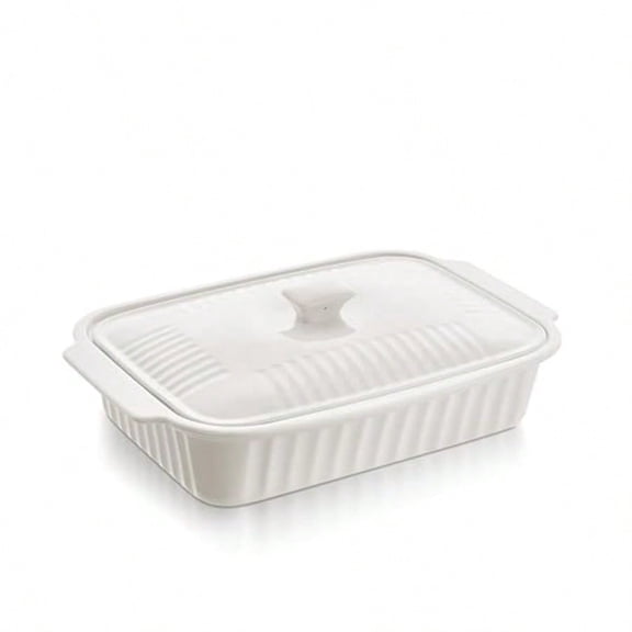 Large Baking Dish with Lid5.5 Quart Lasagna Pan with Lid 13.5x9 inch Ceramic Casserole Dish with Lid Microwave Dishwasher Safe White