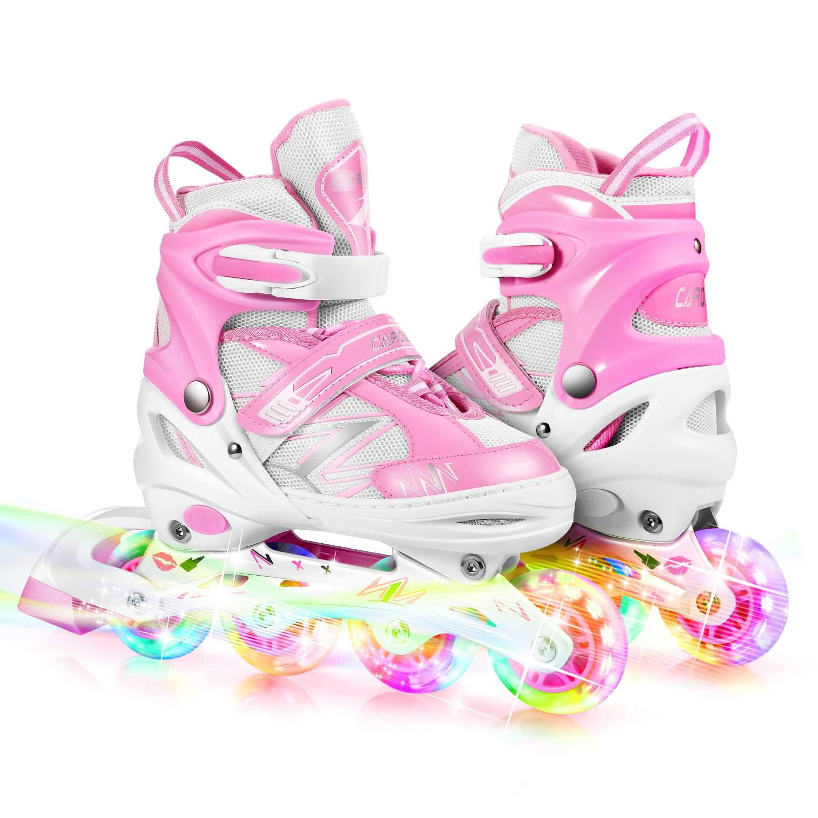 CAROMA Kids Inline Roller Skates with Light Roller Blades 3 Adjustable Size_Gift 