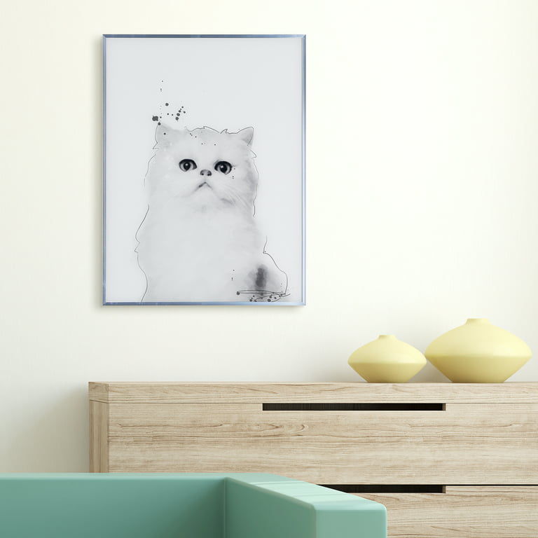 Empire Art Direct Persian Black and White Pet Paintings on Reverse Printed  Glass Framed Cat Wall Art, 24 x 18 x 1, Ready to Hang 