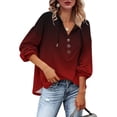 thumbnail image 2 of Sudadera Para Mujer Otoño Con Cuello en V Camisas de Manga Larga Botón Abajo Colorblock Sudaderas Con Capucha Túnica Tops Con Cordón Odeerbi  ODB182934, 2 of 6