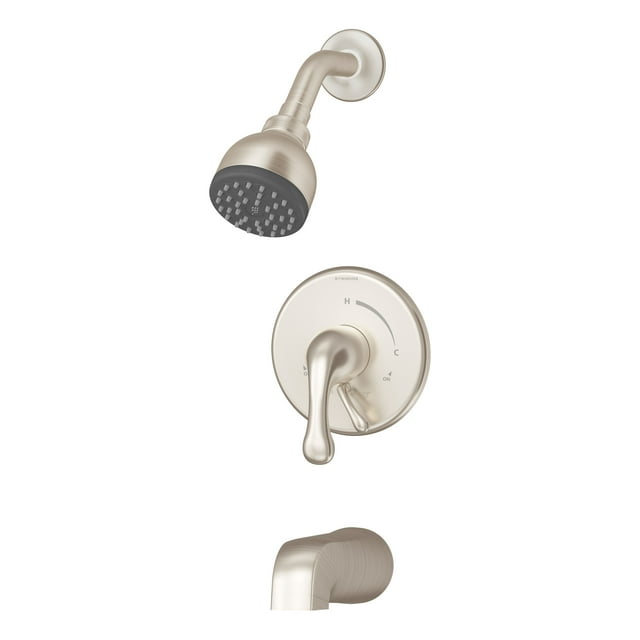 Symmons S-6602-1.5-TRM-STN Unité Robinet de Baignoire et Douche à Poignée Unique en Nickel Satiné - 1.5 GPM (Valve Non Incluse)