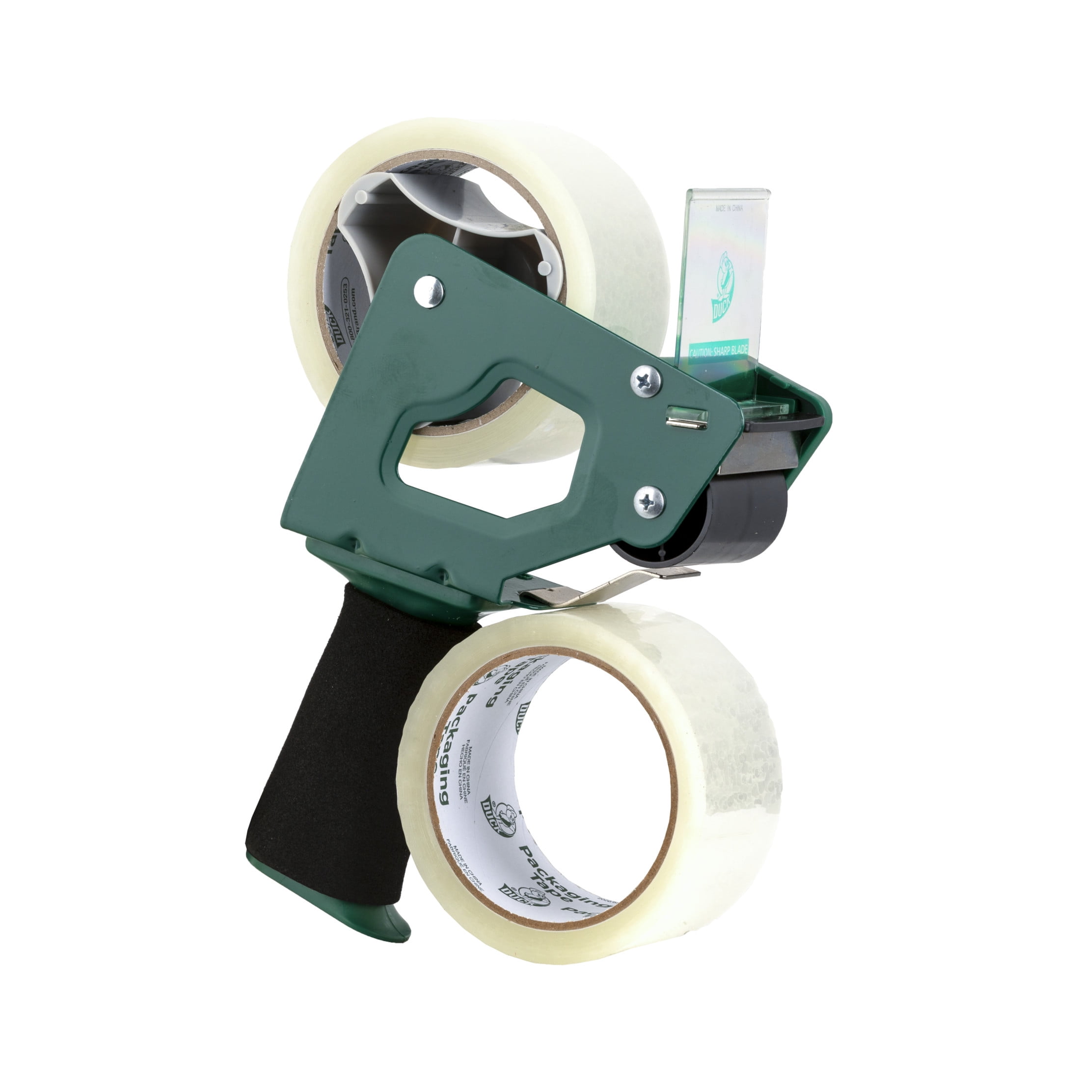 Duck General Purpose Packing Tape Gun with Foam Handle, Clear, 1.88 in x 55 yd, 2 Rolls