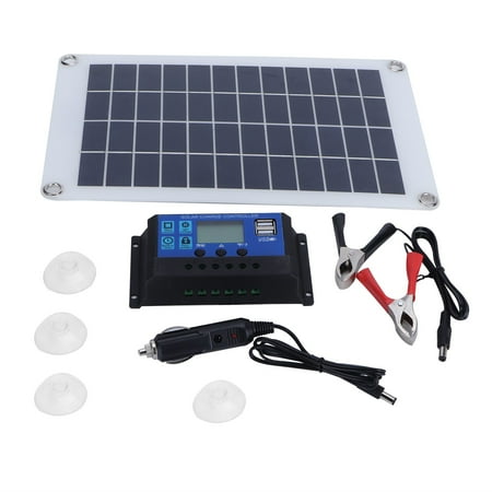

10W 18V Solar Panel Kit Portable Polysilicon Solar Panel Charger with 10A Solar Controller for Car Automobiles RVs Ships