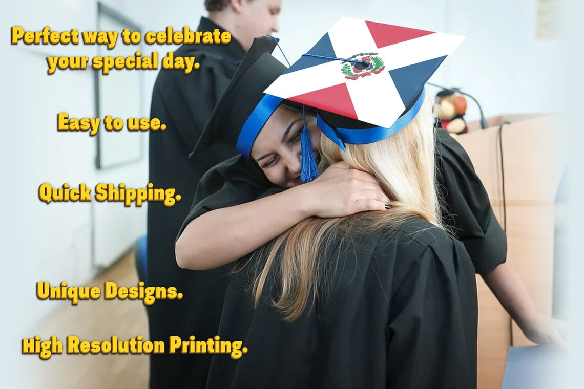 Flag of the Dominican Republic, Raise Your Flag, Graduation Cap Topper Decoration, Graduation Gift