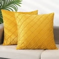 thumbnail image 2 of Unique Bargains Velvet Decorative Pillow Covers Geometric Textured Cushion Covers 2 Pcs Yellow 18" x 18", 2 of 6