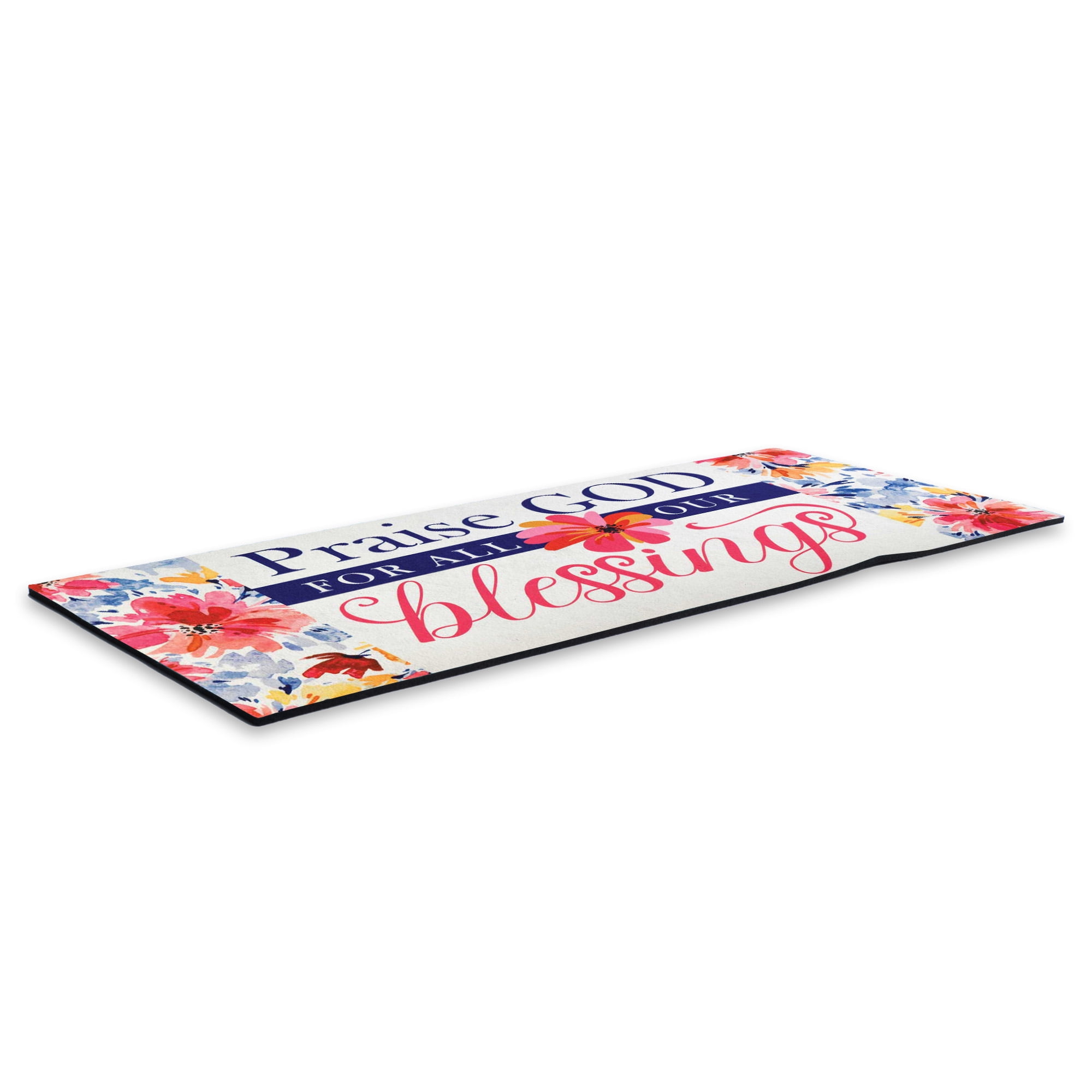 Magnolia Garden Praise God For Blessings Pink Floral 22 x 10 Rubber Outdoor Doormat Insert