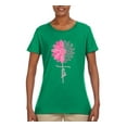 thumbnail image 2 of Wild Bobby, Faith Pink Ribbon Sunflower, Breast Cancer Awareness, Women Graphic Tee, Kelly, Large, 2 of 5