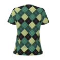 thumbnail image 6 of Zufioo Green Squares for Women's Deep V-neck Short-sleeved T-shirt, Top with Short Sleeves - with Stainless Steel Buckle, Moisture Wicking, Ideal Home Wear-Medium, 6 of 9